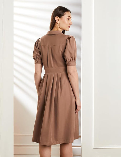 Symbol Premium Women's 'Desk-to-Dinner' Fit & Flare Wrap Dress (Midi Length | Stylish)