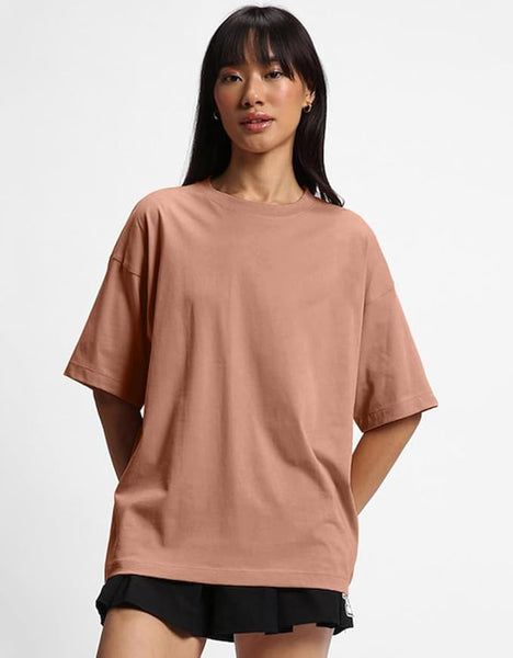 JUNEBERRY® 100% Pure Cotton Drop Shoulder Oversized Baggy Fit Half Sleeve Plain Solid Round Neck Multicolor T-Shirt Combo for Women & Girls