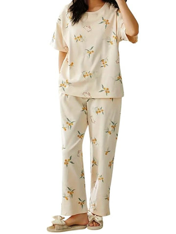 GLASGO Women’s Cotton Pajama Set with Top & Pants|| Korean Night Suit|| Lightweight Printed Set || Soft & Comfy Sleepwear for Girls & Women
